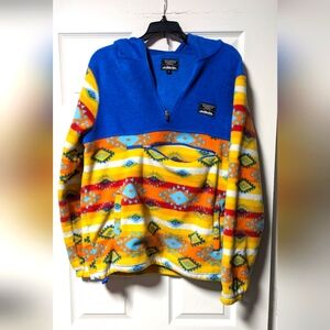 Massive Outdoor Hooded Fleece Geometric Aztec Southwestern Pattern Sweater